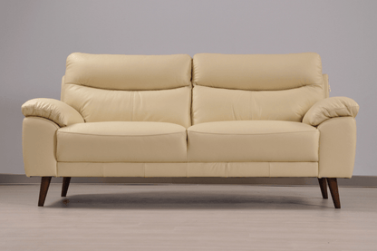 Vantage Genuine Leather Cream 3 Seater Sofa