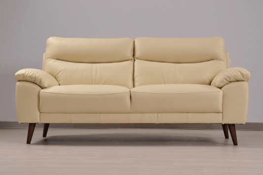 Vantage Genuine Leather Cream 3 Seater Sofa - Furniture Instore