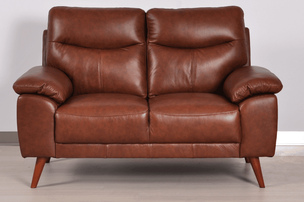 Vantage Genuine Leather Tan 2 Seater Sofa