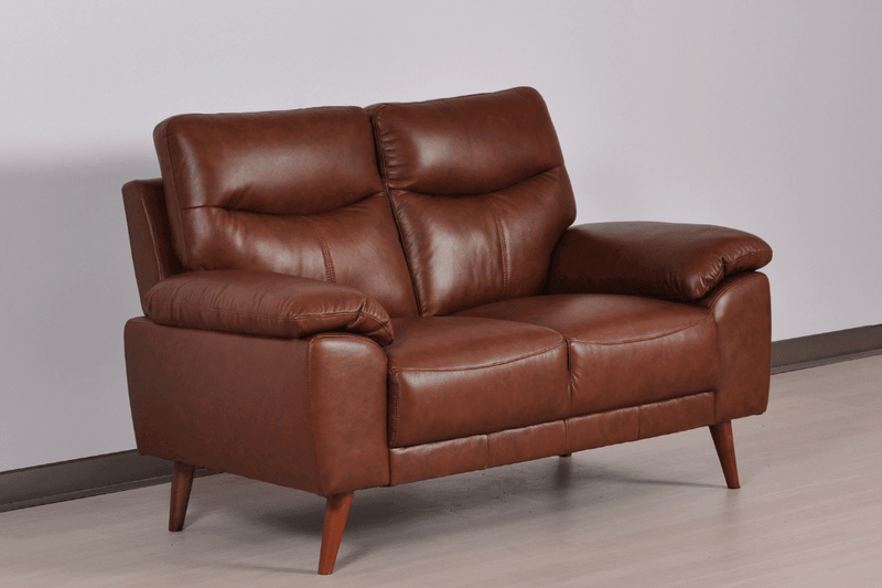 Vantage Genuine Leather Tan 2 Seater Sofa - Furniture Instore