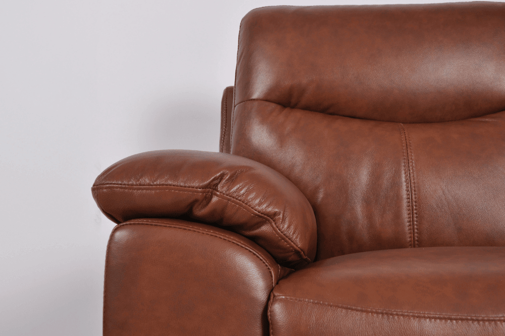 Vantage Genuine Leather Tan 3 Seater Sofa