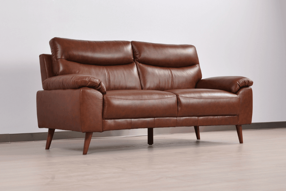 Vantage Genuine Leather Tan 3 Seater Sofa