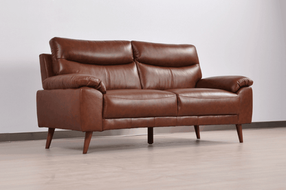 Vantage Genuine Leather Tan 3 Seater Sofa