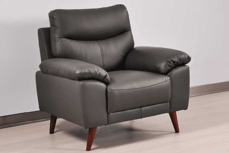 Vantage Genuine Leather Grey Armchair - Furniture Instore