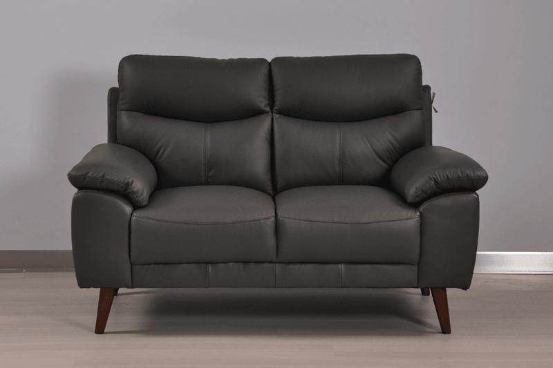 Vantage Genuine Leather Grey 2 Seater Sofa - Furniture Instore