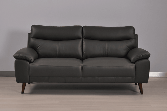 Vantage Genuine Leather Grey 3 Seater Sofa - Furniture Instore