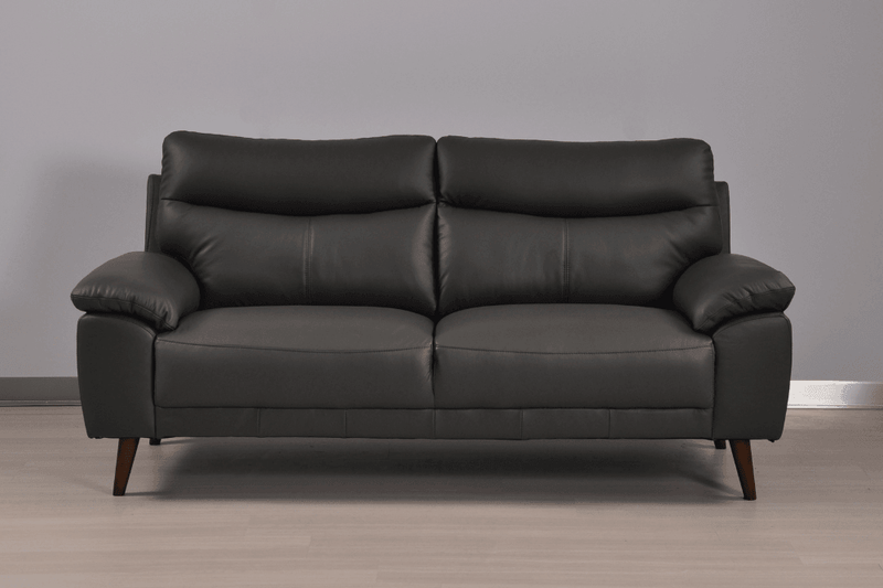 Vantage Genuine Leather Grey 3 Seater Sofa - Furniture Instore
