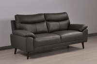 Vantage Genuine Leather Grey 3 Seater Sofa - Furniture Instore
