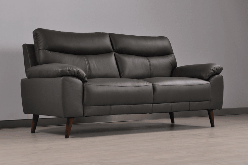 Vantage Genuine Leather Grey 3 Seater Sofa - Furniture Instore