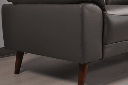 Vantage Genuine Leather Grey 3 Seater Sofa