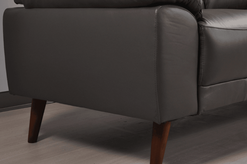 Vantage Genuine Leather Grey 3 Seater Sofa - Furniture Instore
