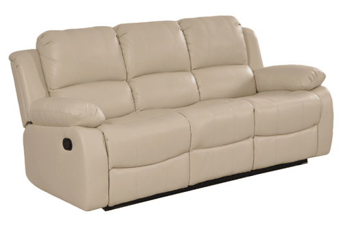 Valencia Cream Leather 3 Seater Manual Recliner Sofa