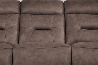Foster Brown Fabric Electric Recliner 3 Seater Sofa