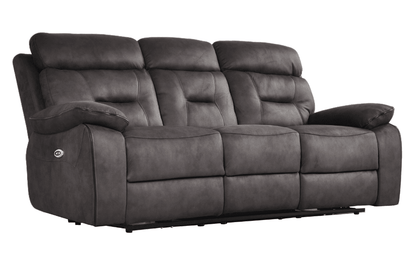 Foster Dark Grey Fabric Electric Recliner 3 Seater Sofa