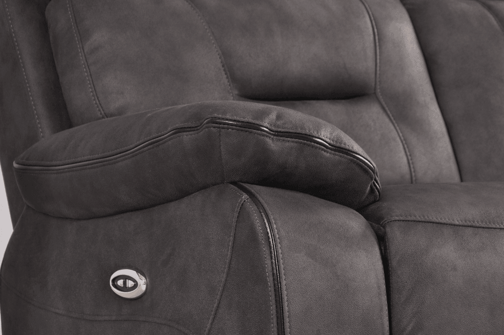Foster Dark Grey Fabric Electric Recliner 3 Seater Sofa