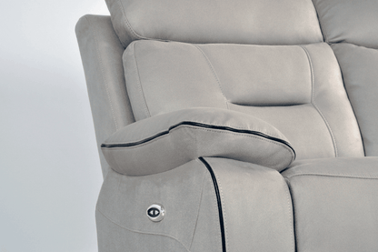 Foster Light Grey Fabric Electric Recliner 3 Seater Sofa