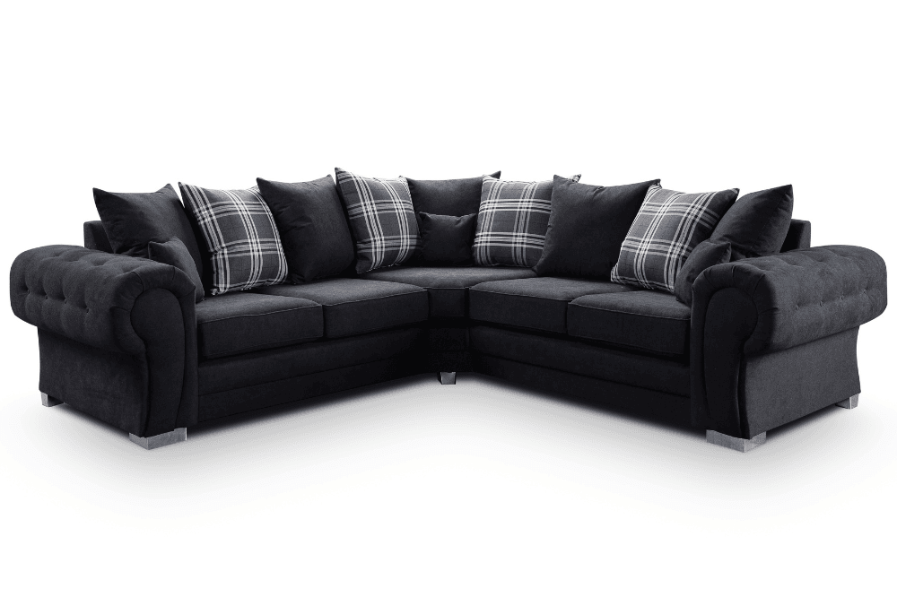 Verona Scatter Black Fabric Corner Sofa - Furniture Instore