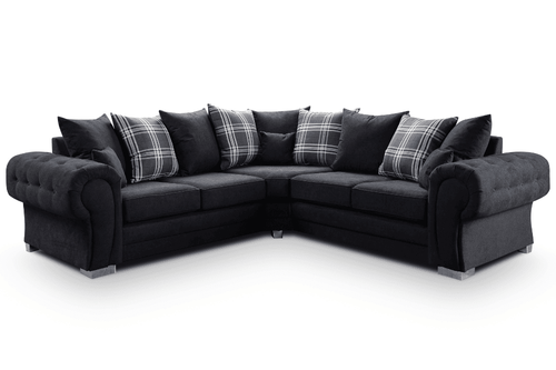 Verona Scatter Black Fabric Corner Sofa