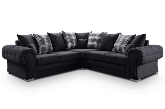 Verona Scatter Black Fabric Corner Sofa