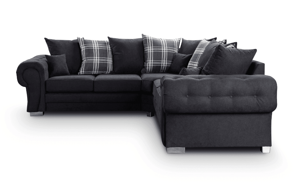 Close-up of scatter corner sofa in lack