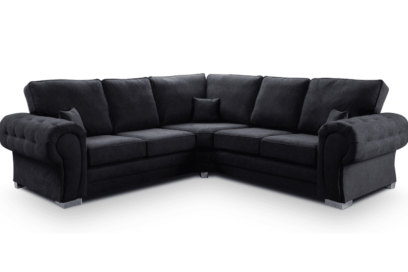 Verona High Back Black Fabric Corner - Furniture Instore