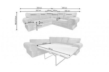 Verona High Back Cream Fabric Corner Sofa Bed