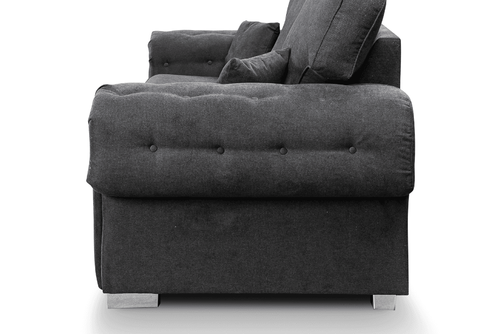Verona High Back Black Fabric 3 Seater Sofa Bed
