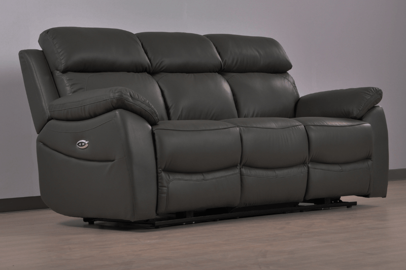 Dandrea Genuine Leather Grey Electric Power Recliner 3+3 Seater Sofa Set - Furniture Instore