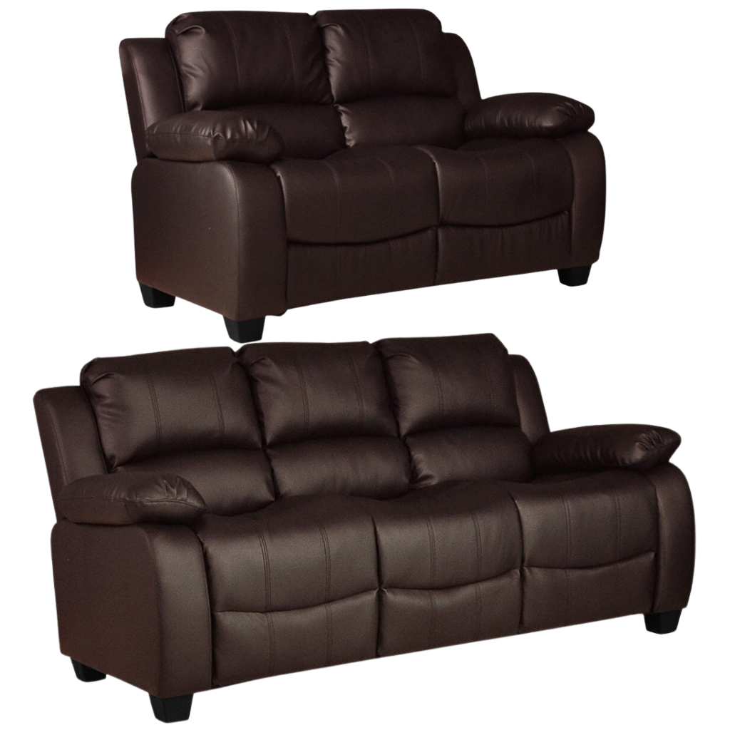 Valerie Brown Leather Modern 3+2 Seater Sofa Set