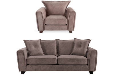 Somerford Chocolate Fabric 3+1 Seater  Sofa Set
