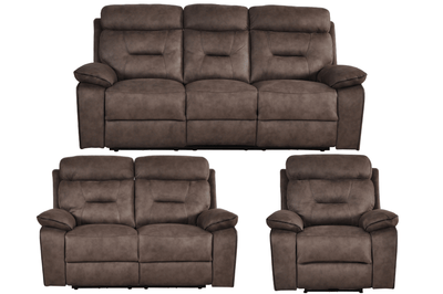 Foster Brown Fabric Electric Recliner 3+2+1 Seater Sofa Set