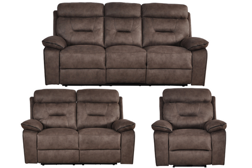 Foster Brown Fabric Electric Recliner 3+2+1 Seater Sofa Set