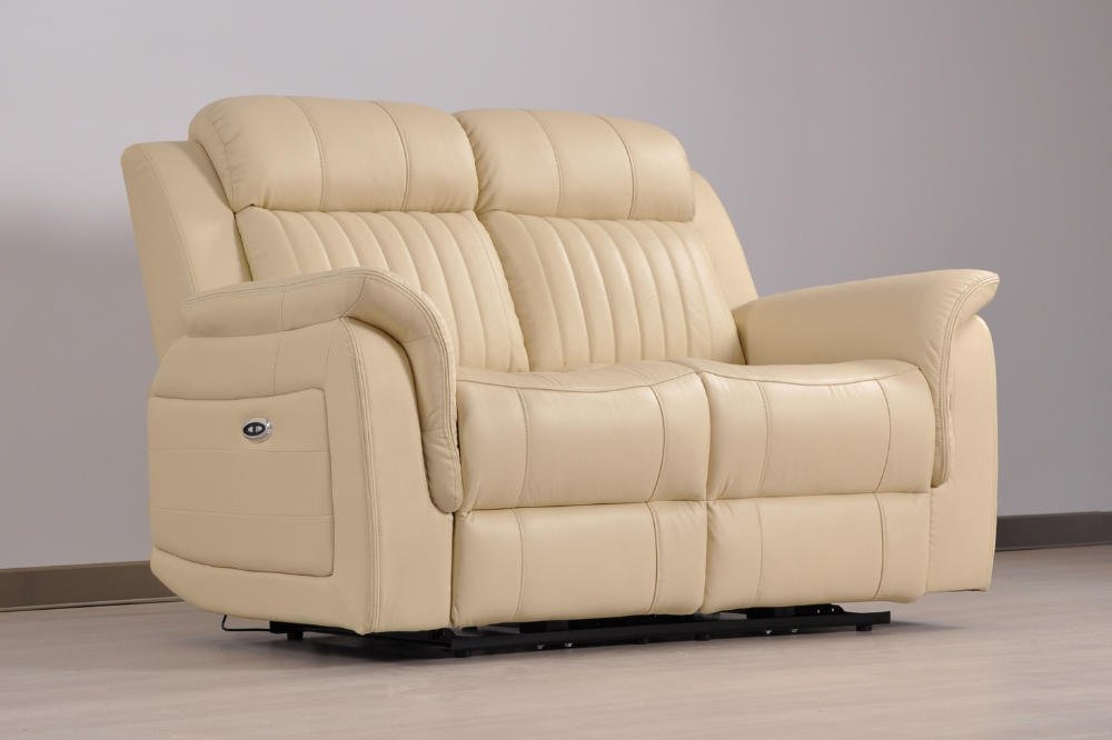 Cidliano Genuine Leather Cream Electric Power Recliner 2+2 Seater Sofa  Set