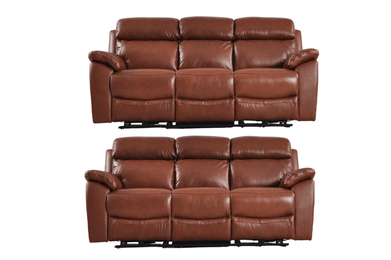 Dandrea Genuine Leather Tan Electric Power Recliner 3+3 Seater Sofa Set - Furniture Instore