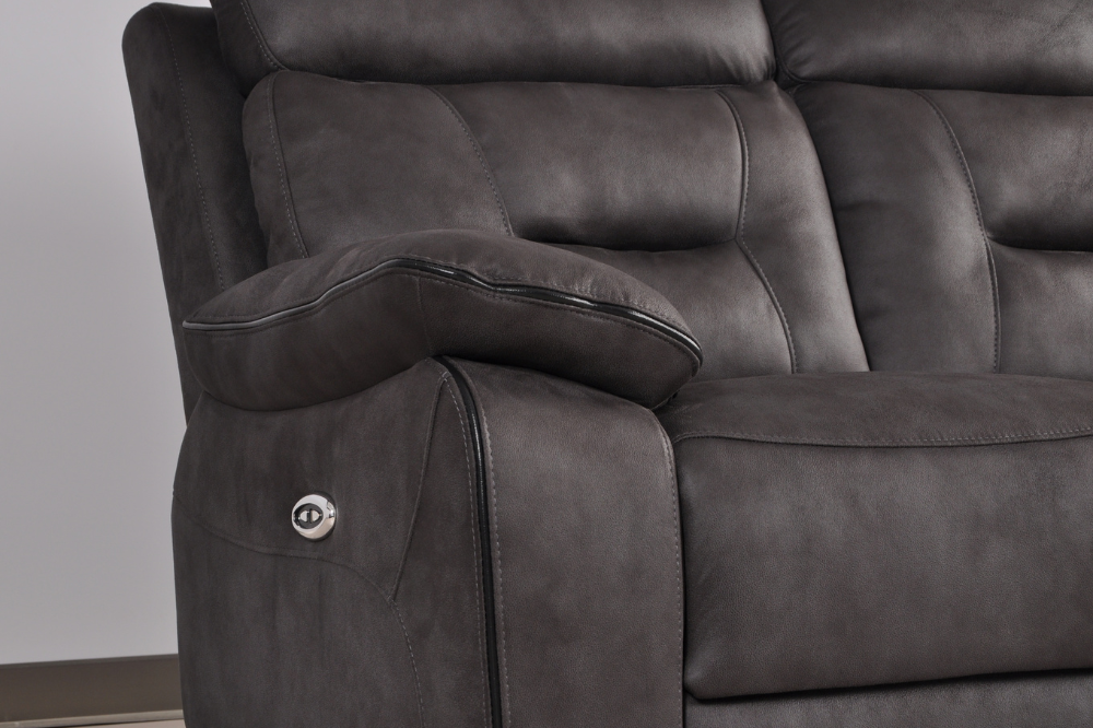 Foster Grey Fabric Electric Recliner 2+2 Seater Sofa Set