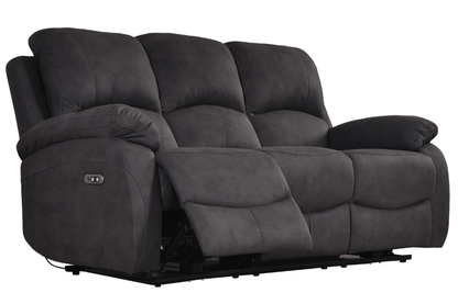 Grey reclining sofa on a white background