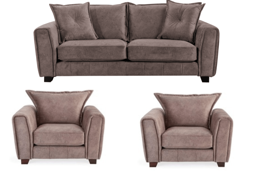 Somerford Chocolate Fabric 3+1+1 Seater Sofa Set - Furniture Instore