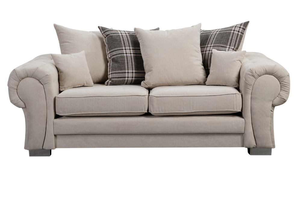 Verona Scatter Back Cream Fabric 3 Seater Sofa