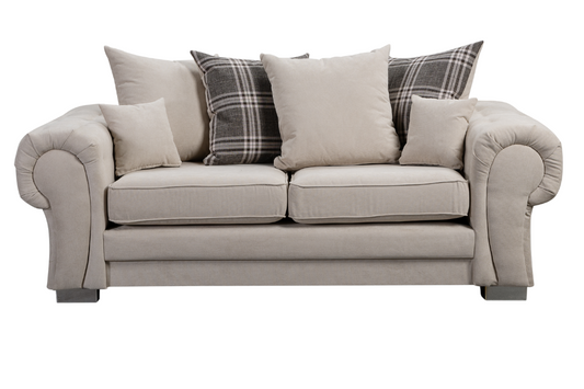 Verona Scatter Back Cream Fabric 3 Seater Sofa