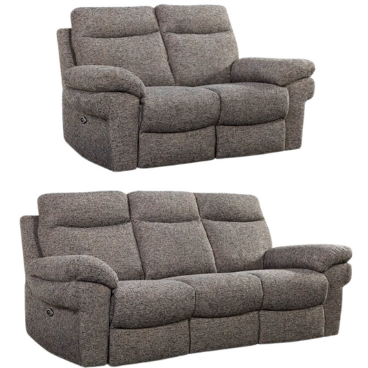 Tanya Brown Fabric Electric Recliner 3+2 Seater Sofa Set