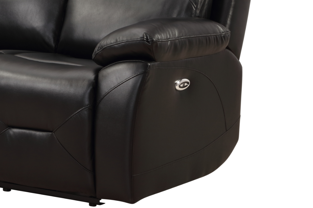 Renato Genuine Leather Black Electric Power Recliner 3+3 Seater Sofa Set