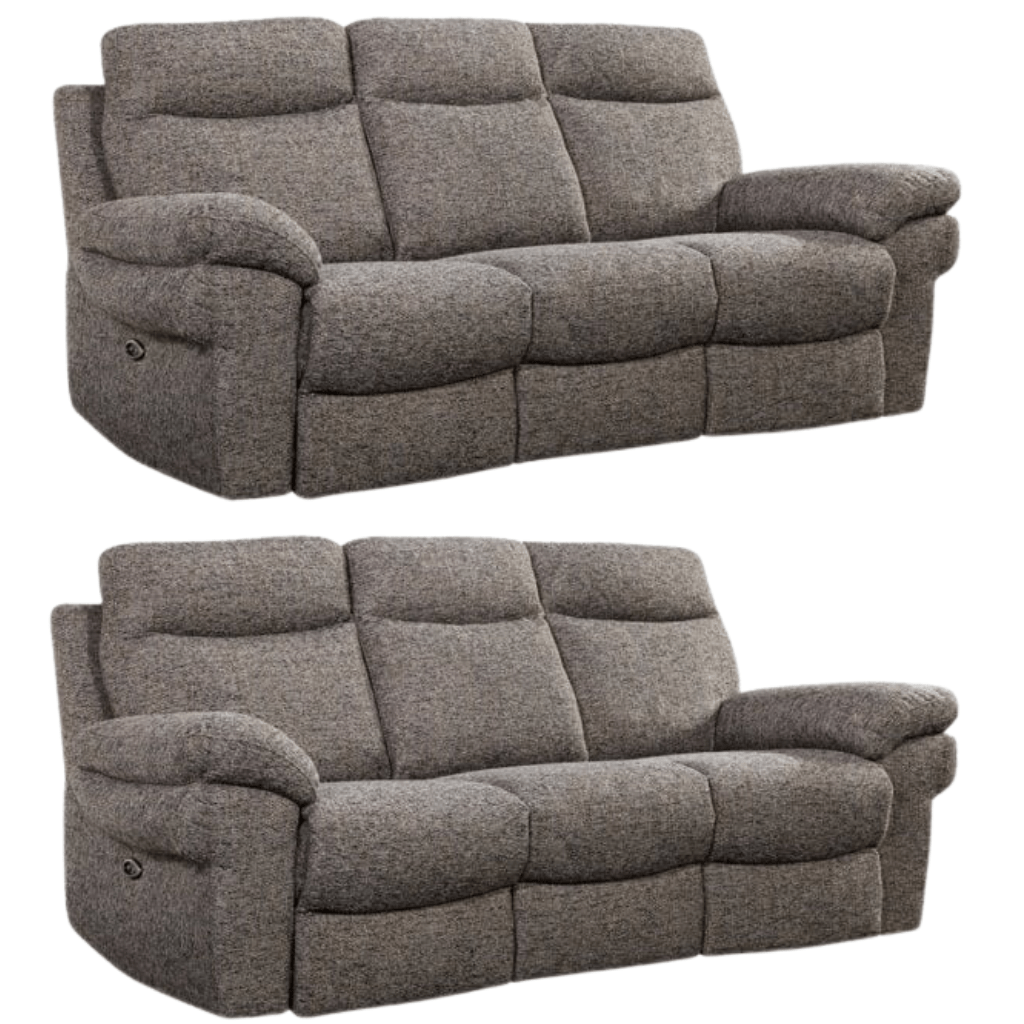 Tanya Brown Fabric Electric Recliner 3+3 Seater Sofa Set - Furniture Instore