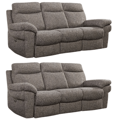 Tanya Brown Fabric Electric Recliner 3+3 Seater Sofa Set - Furniture Instore