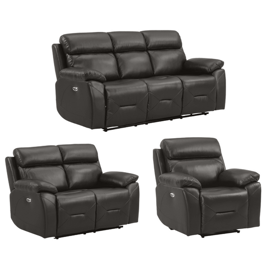 Renato Genuine Leather  Grey Electric Power Recliner 3+2+1 Seater Sofa Set