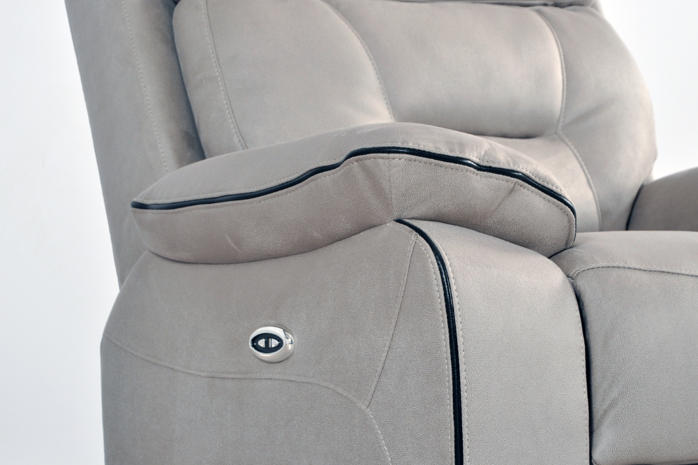 Foster Light Grey Fabric Electric Recliner 2+1+1 Seater Sofa Set