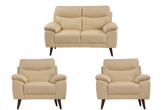 Vantage Genuine Leather Cream 2+1+1 Seater Sofa Set