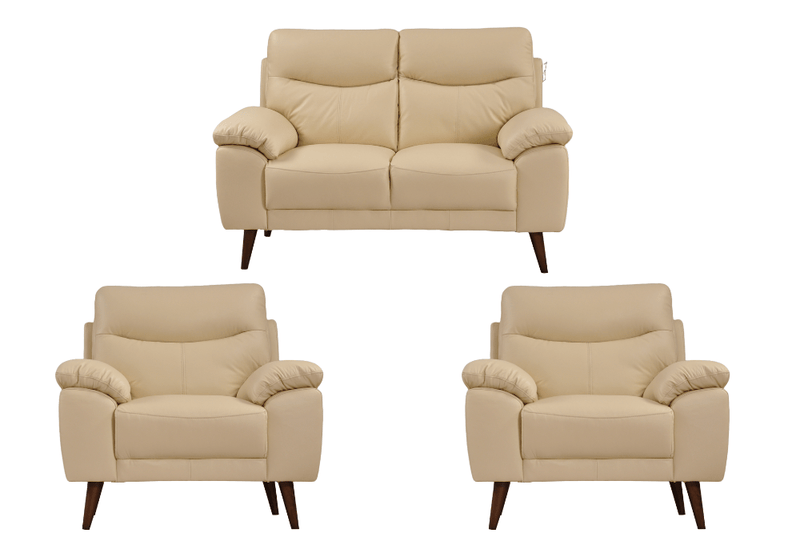Vantage Genuine Leather Cream 2+1+1 Seater Sofa Set - Furniture Instore