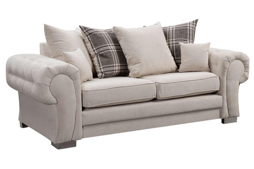 Verona Scatter Back Cream Fabric 3 Seater Sofa