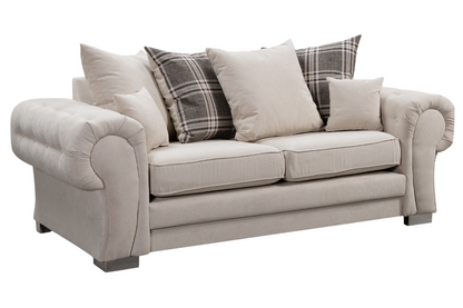 Verona Scatter Back Cream Fabric 3 Seater Sofa