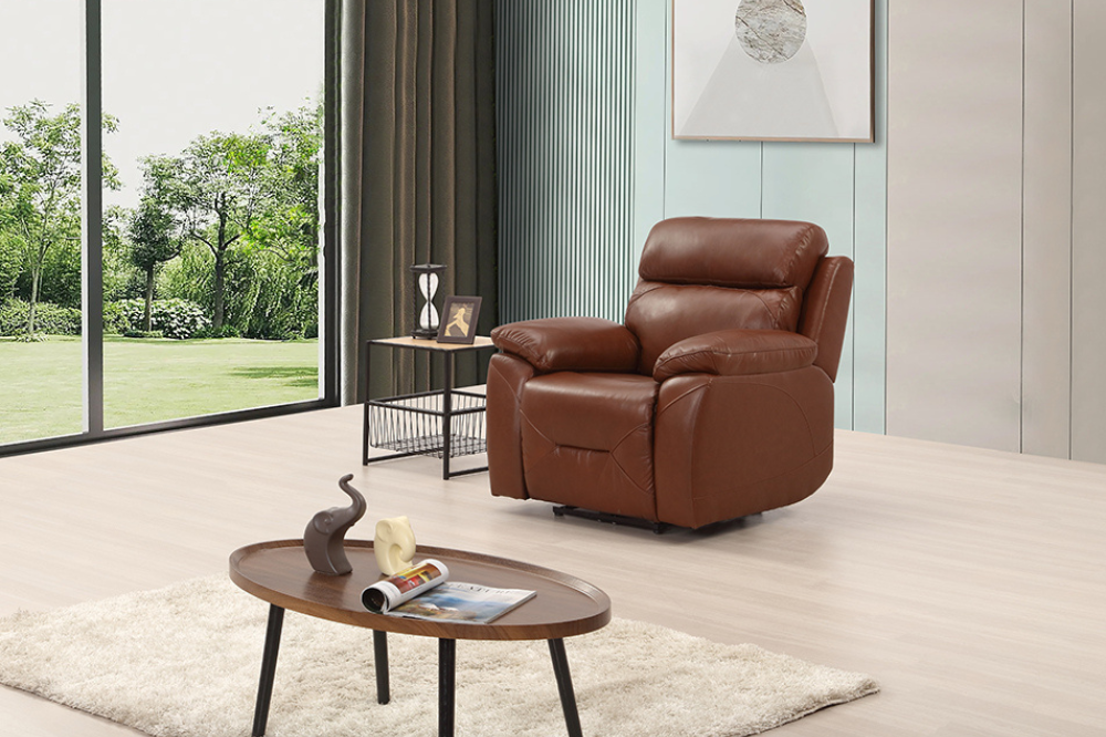 Renato Genuine Leather Tan Electric Power Recliner 3+2+1 Seater Sofa Set